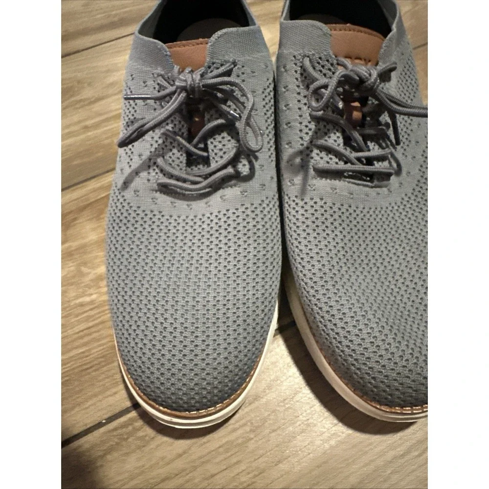 Vilocy Shoes Mens 44  Casual Lace Up Knit Low Sneakers V2201 Grey Brown Fabric